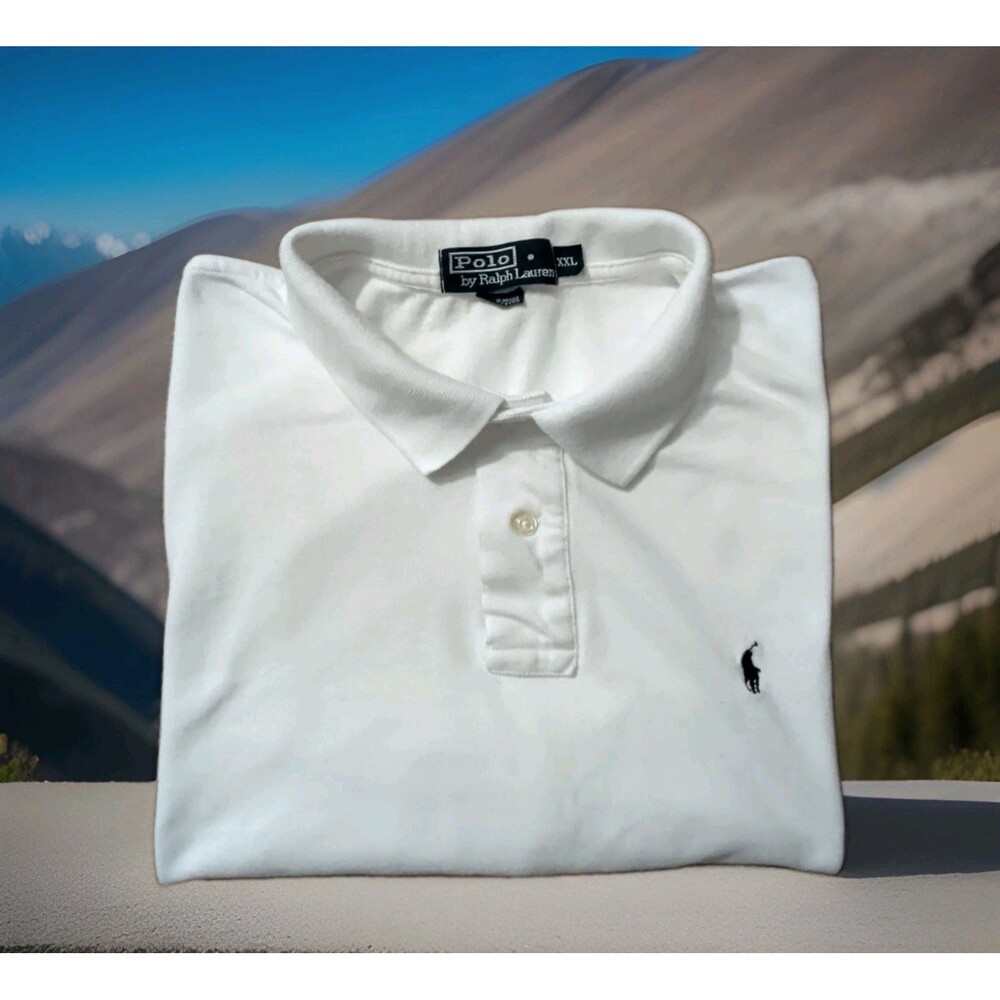 POLO RALPH LAUREN MEN's XXL WHITE POLO SHIRT W/PONY LOGO EUC